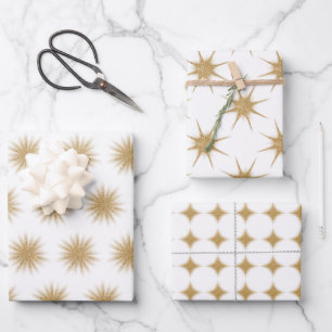 Modern Gold Christmas Starburst Wrapping Paper Sheet