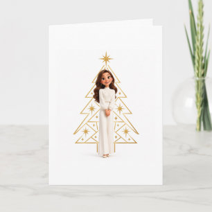 Modern Gold Christmas Tree Elegant Holiday Card