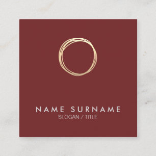 Modern Gold Circle Burgundy Square Business Card