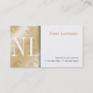 Modern Gold Clean White Monogram Business Card