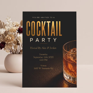 Modern Gold Cocktail Party Invitation