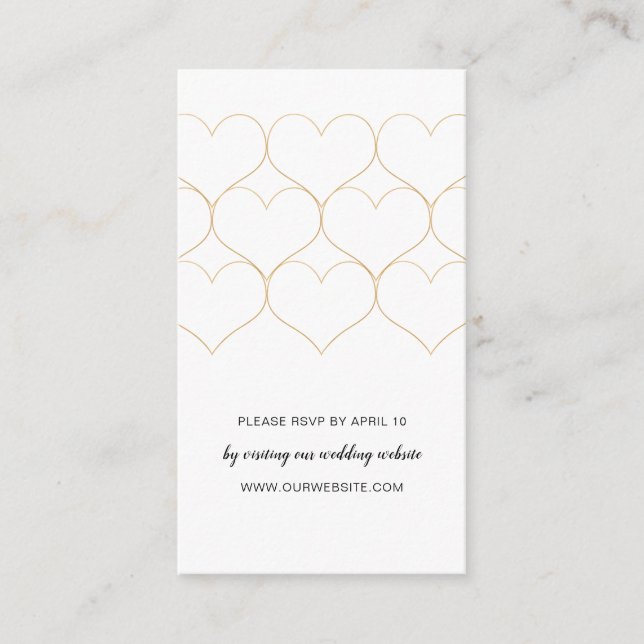 Modern Gold coeur mariage rsvp carte en ligne (Devant)