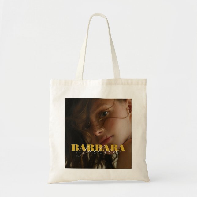 Modern Gold Colour Add Name  Tote Bag (Front)