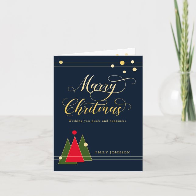 Modern Gold Colour Calligraphy  Non-Photo Folded Holiday Card (Front)