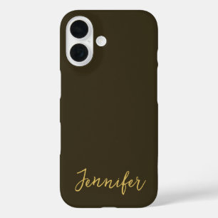 Modern Gold Colour Calligraphy Plain Unique iPhone 16 Case