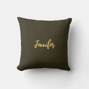 Modern Gold Colour Calligraphy Plain Unique Throw Pillow