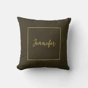 Modern Gold Colour Calligraphy Plain Unique Throw Pillow