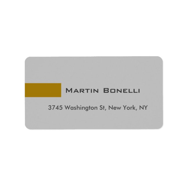 Modern Gold Colour Grey Custom Personal Easy Edit Label (Front)