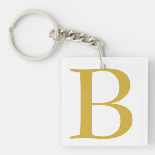 Modern Gold Colour Monogram Add Name Initial Keychain