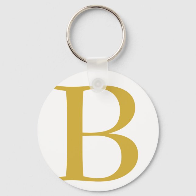 Modern Gold Colour Monogram Add Name Initial Keychain (Front)