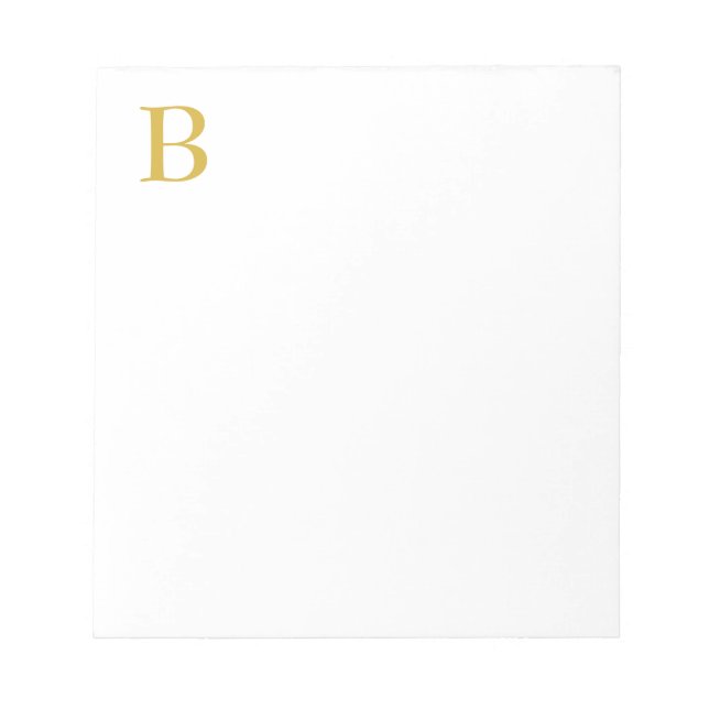 Modern Gold Colour Monogram Add Name Initial Notepad (Front)
