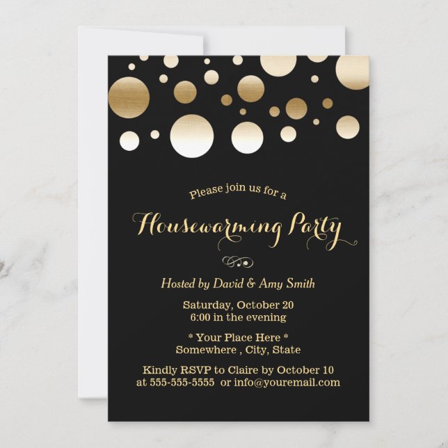 Modern Gold Confetti Dots Housewarming Invitation (Front)