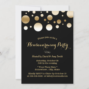 Modern Gold Confetti Dots Housewarming Invitation
