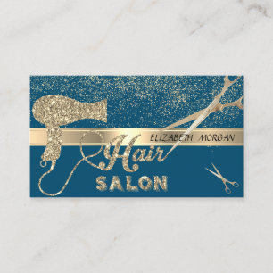 Modern Gold Confetti,Scissors,Hairdryer  Business Card