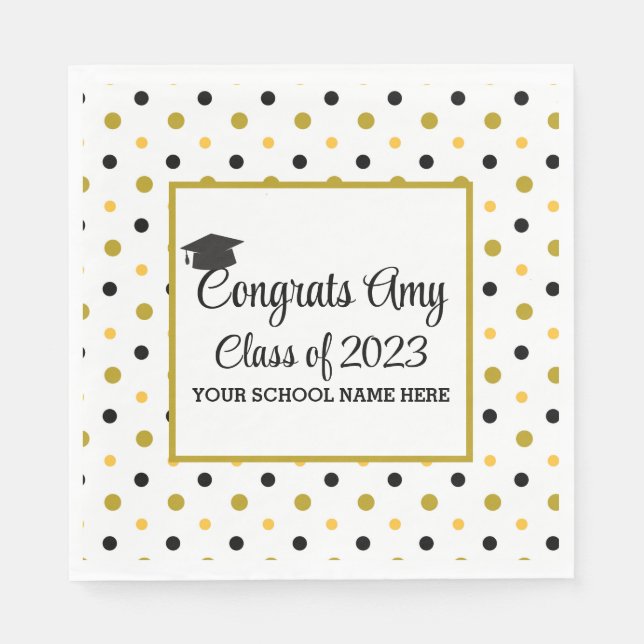 Modern Gold Congrats Graduation Class of 2023 Napkin (Front)