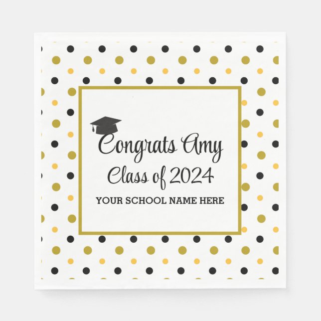 Modern Gold Congrats Graduation Class of 2025 Napkin (Front)