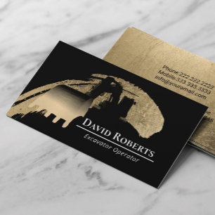 Modern Gold Construction Excavator Plant Operator Business Card