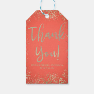Modern Gold Coral Orange Elegant Beach Wedding Gift Tags