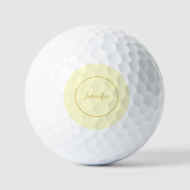 Modern Gold & Cream Colour Calligraphy Plain Uniqu Golf Balls (Front)