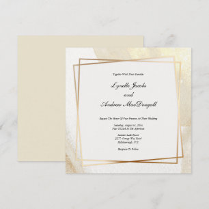 Modern Gold & Cream Framed Wedding Invitation
