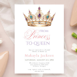 Modern Gold Crown Elegant Bridal Shower Invitation