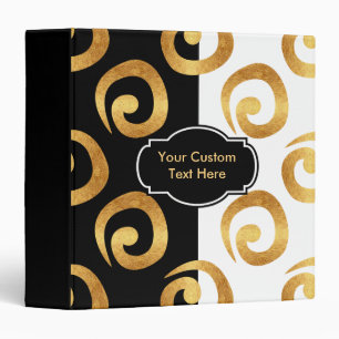 Modern Gold Curls Pattern with Custom Text Binder