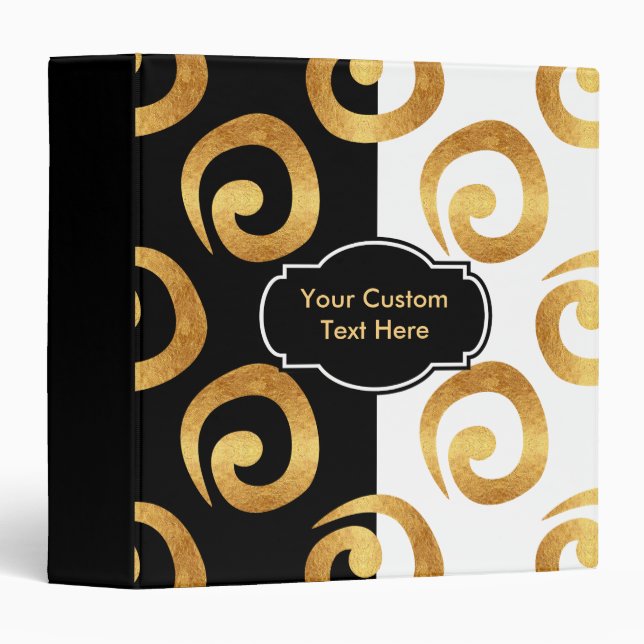 Modern Gold Curls Pattern with Custom Text Binder (Front/Spine)