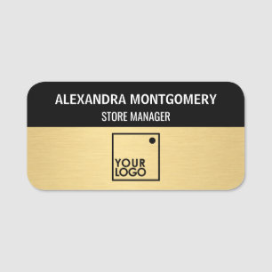 Modern Gold Custom Your Logo Here Employee Name Tag