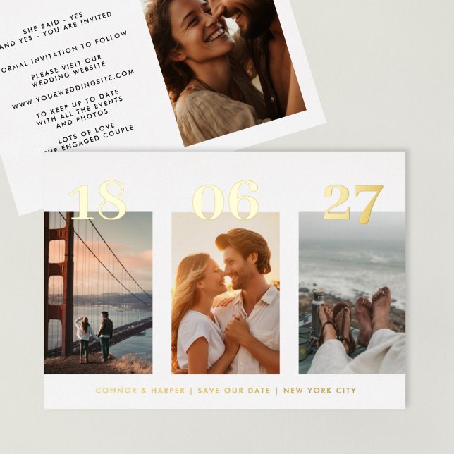 Modern GOLD DATE FOUR Photo Save The Date (Creator Uploaded)