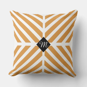 Modern Gold Diagonal Stripes Throw Pillow