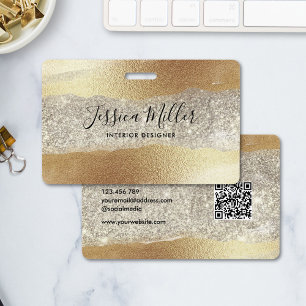 Modern Gold Diamond Glitter Faux Foil Luxury Glam Badge