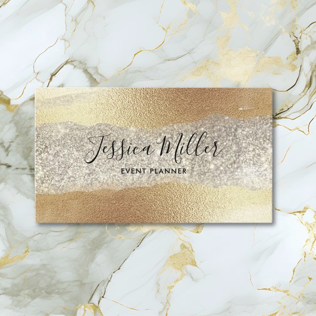 Modern Gold Diamond Glitter Faux Foil Luxury Glam Calling Card (In situ)