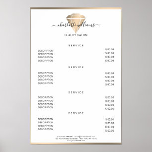 Modern Gold Diamond Price List Poster