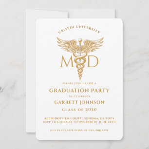 Modern Gold Doctor Graduation Party Invitation