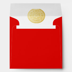 Modern Gold Double Happiness Wedding No.10 Envelope