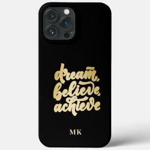 Modern Gold Dream Believe Achieve  Motivational   iPhone 13 Pro Max Case
