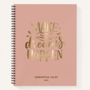 Modern Gold Dream Believe Achieve  Motivational    Notebook