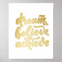 Modern Gold Dream Believe Achieve  Motivational 