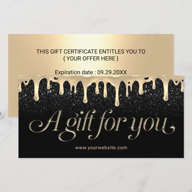 Modern Gold Drips Salon & Spa Gift Certificates (Front/Back)