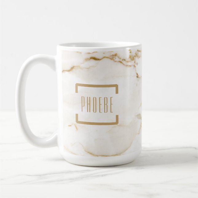 Modern Gold Effect Marble Pattern Coffee Mug (Left)