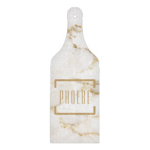 Modern Gold Effect Marble Personalized Cutting Board