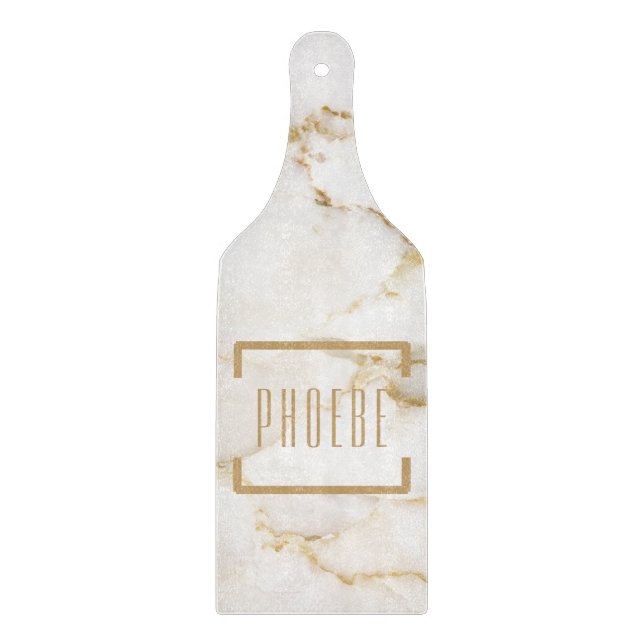 Modern Gold Effect Marble Personalized Cutting Board (Front)