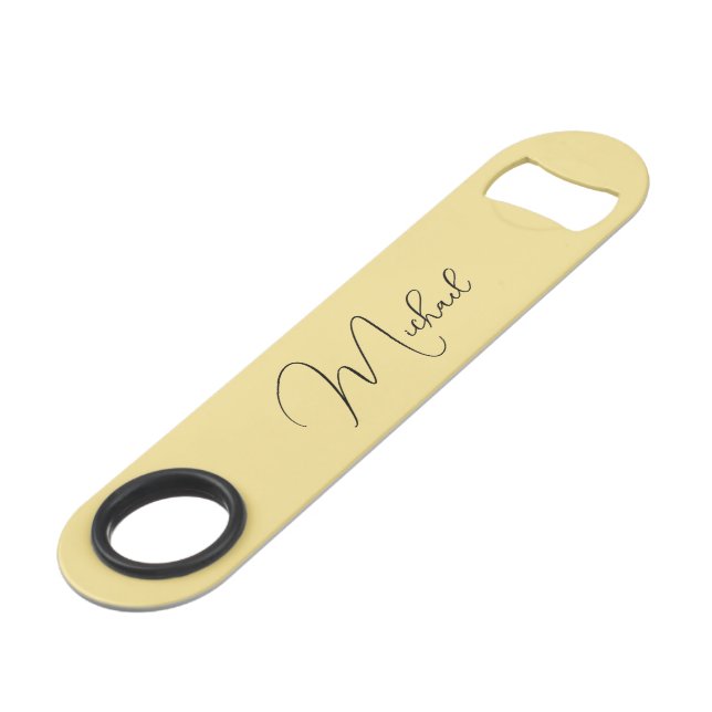 Modern Gold Elegant Stylish Trendy Monogrammed Bar Key (Front Angled)