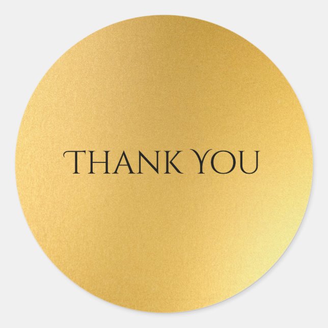 Modern Gold Elegant Thank You Golden Template Classic Round Sticker (Front)