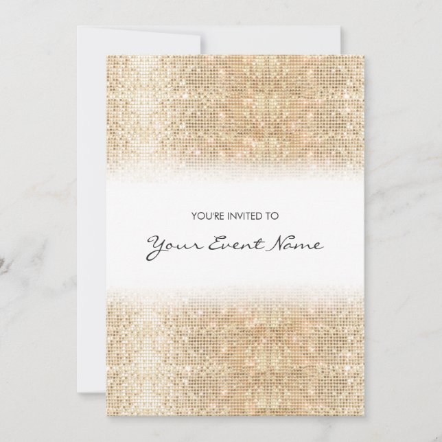 Modern Gold Faux Sequins Festive Party Invitation (Front)