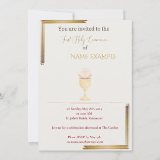 Modern Gold First Holy Communion Invitation 