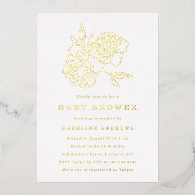 Modern Gold Floral Baby Shower (Front)