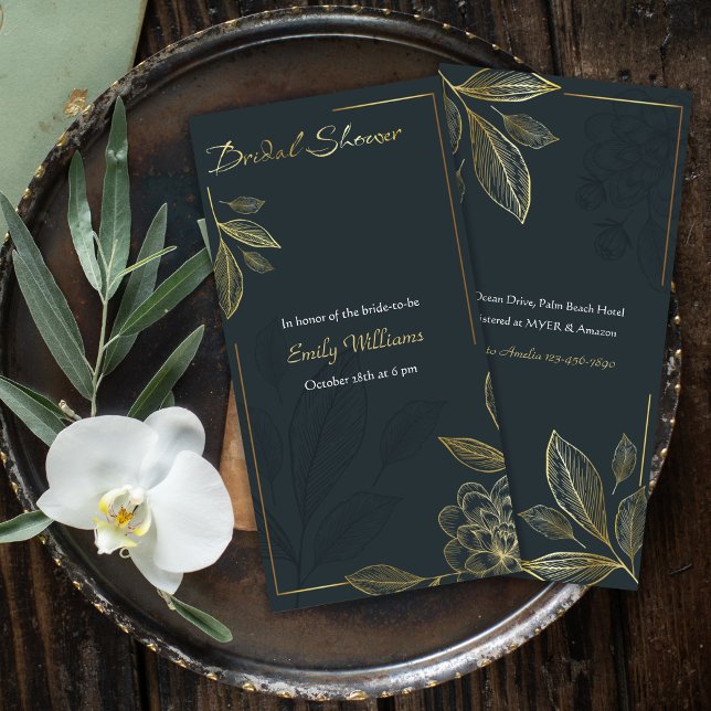 Modern Gold Floral Bridal Shower Invitation (Creator Uploaded)