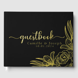 Modern Gold Floral wedding guestbook