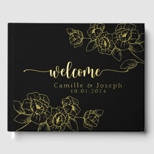 Modern Gold Floral wedding guestbook